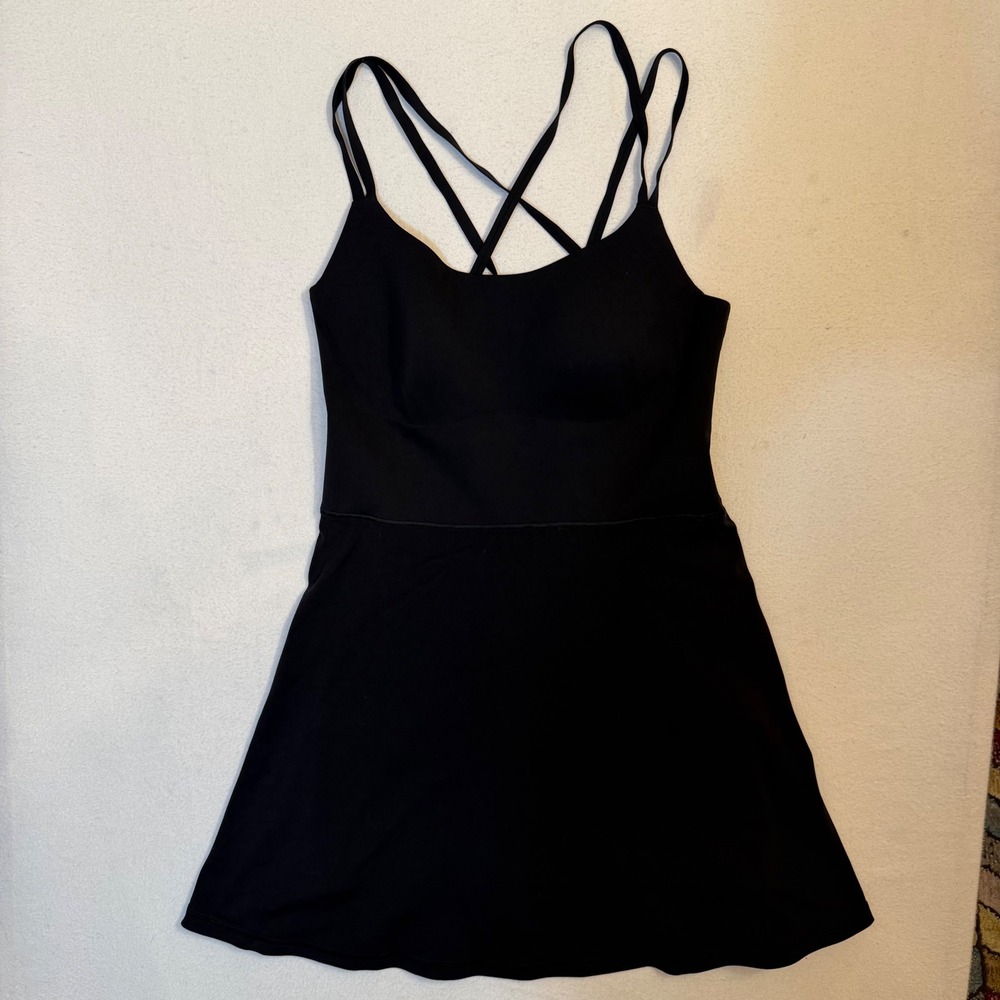 OFFLINE by Aerie Real Me Strappy Back Exercise Dress Black Medium 9433924781